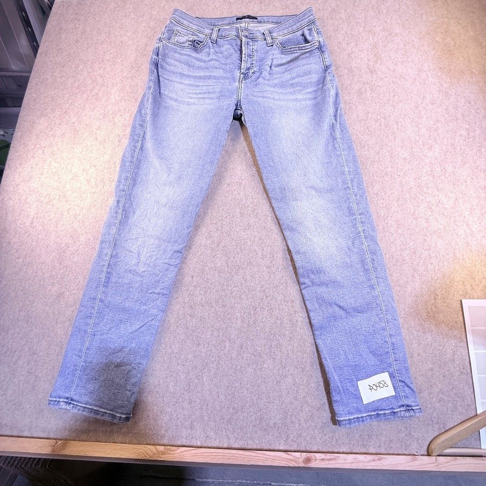 7 For All Mankind Mens Light Wash Straight Leg Stretch Jeans Blue Denim Size 10